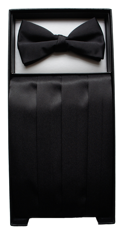 Black Cummerbund & Bow Tie Set